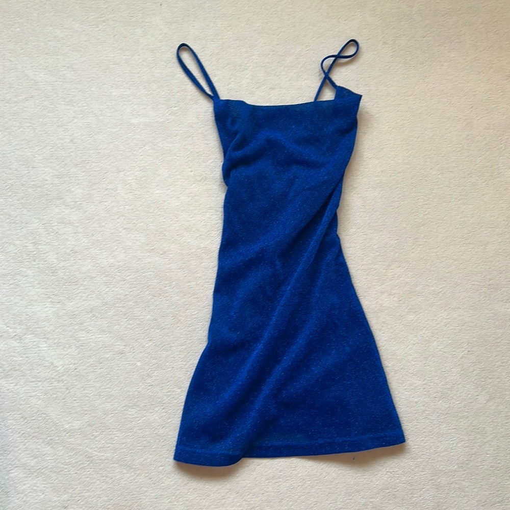 Peppermayo blue sparkle mini dress